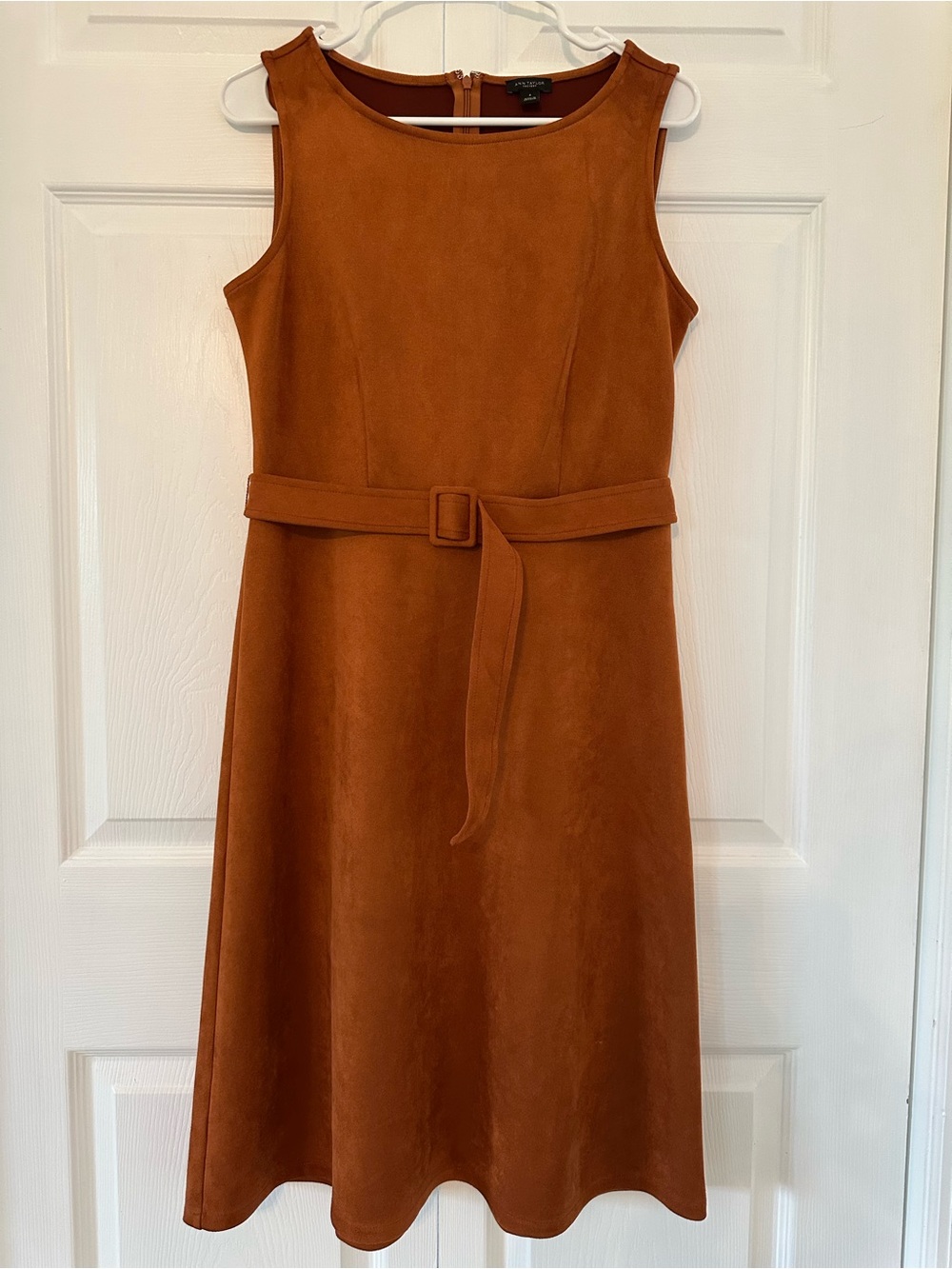 Ann Taylor Sleeveless Belted Midi Dress - Rust Brown